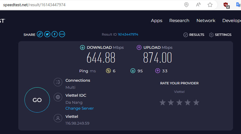 Tốc độ wifi Viettel